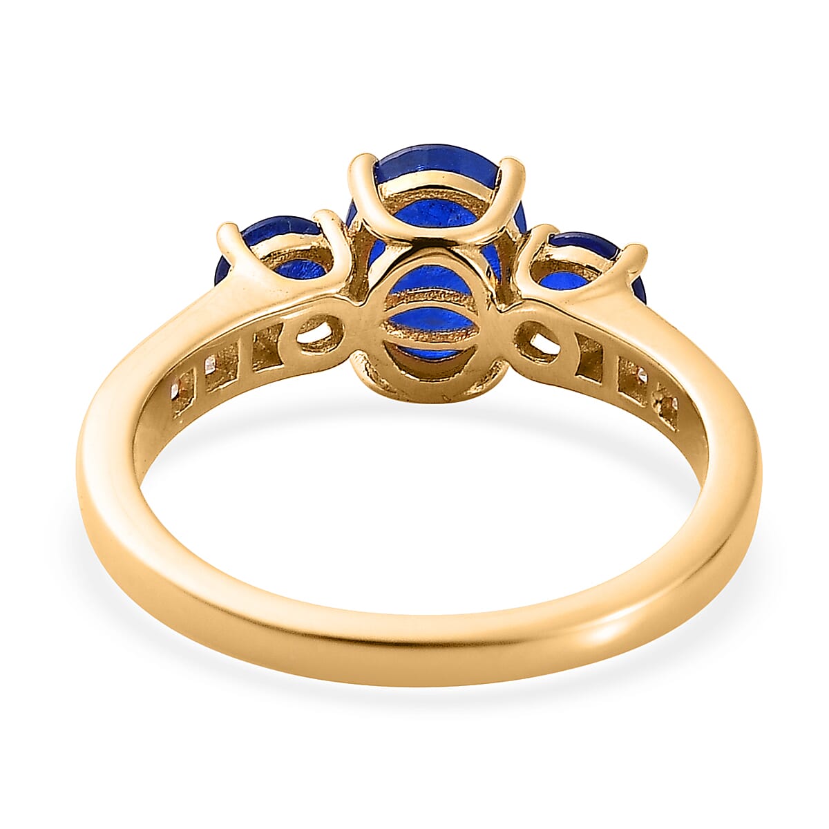 Tanzanian Blue Spinel (DF) and Moissanite Ring in Vermeil Yellow Gold Over Sterling Silver (Size 10.0) 2.35 ctw