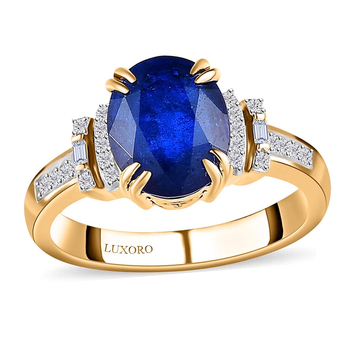 Luxoro 10K Yellow Gold Premium Tanzanian Blue Spinel (DF) and G-H I3 Diamond Ring 3.10 ctw image number 0
