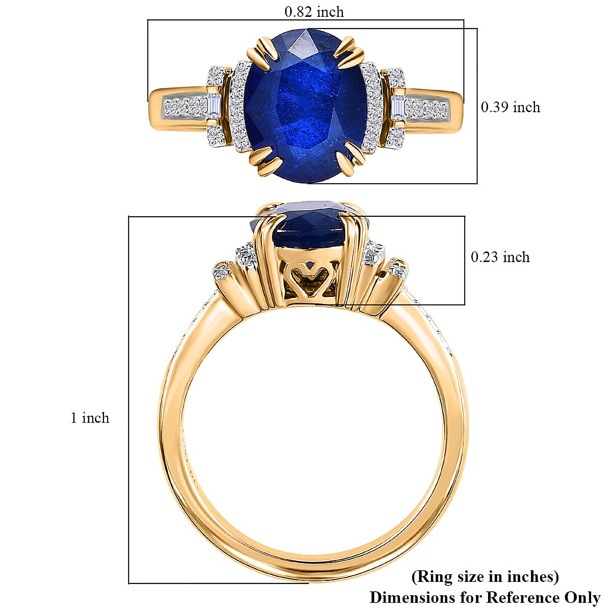 Luxoro 10K Yellow Gold Premium Tanzanian Blue Spinel (DF) and G-H I3 Diamond Ring (Size 7.0) 4.20 Grams 3.10 ctw image number 5