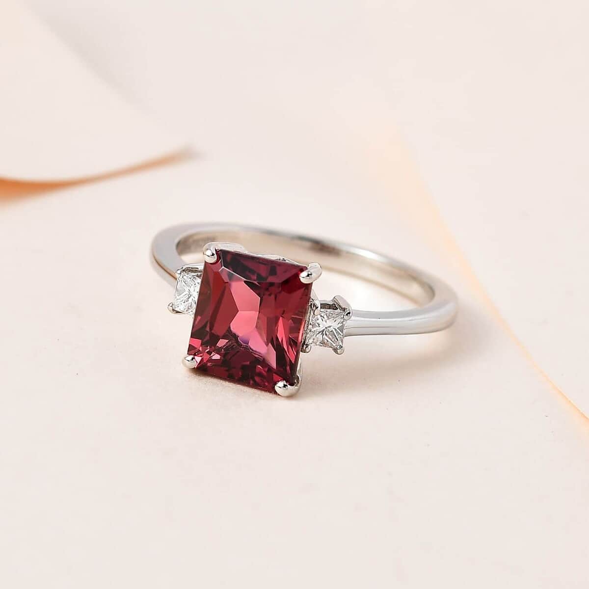 Rhapsody 950 Platinum AAAA Ouro Fino Rubellite and E-F VS White Diamond Ring (Size 7.0) 2.25 ctw image number 1