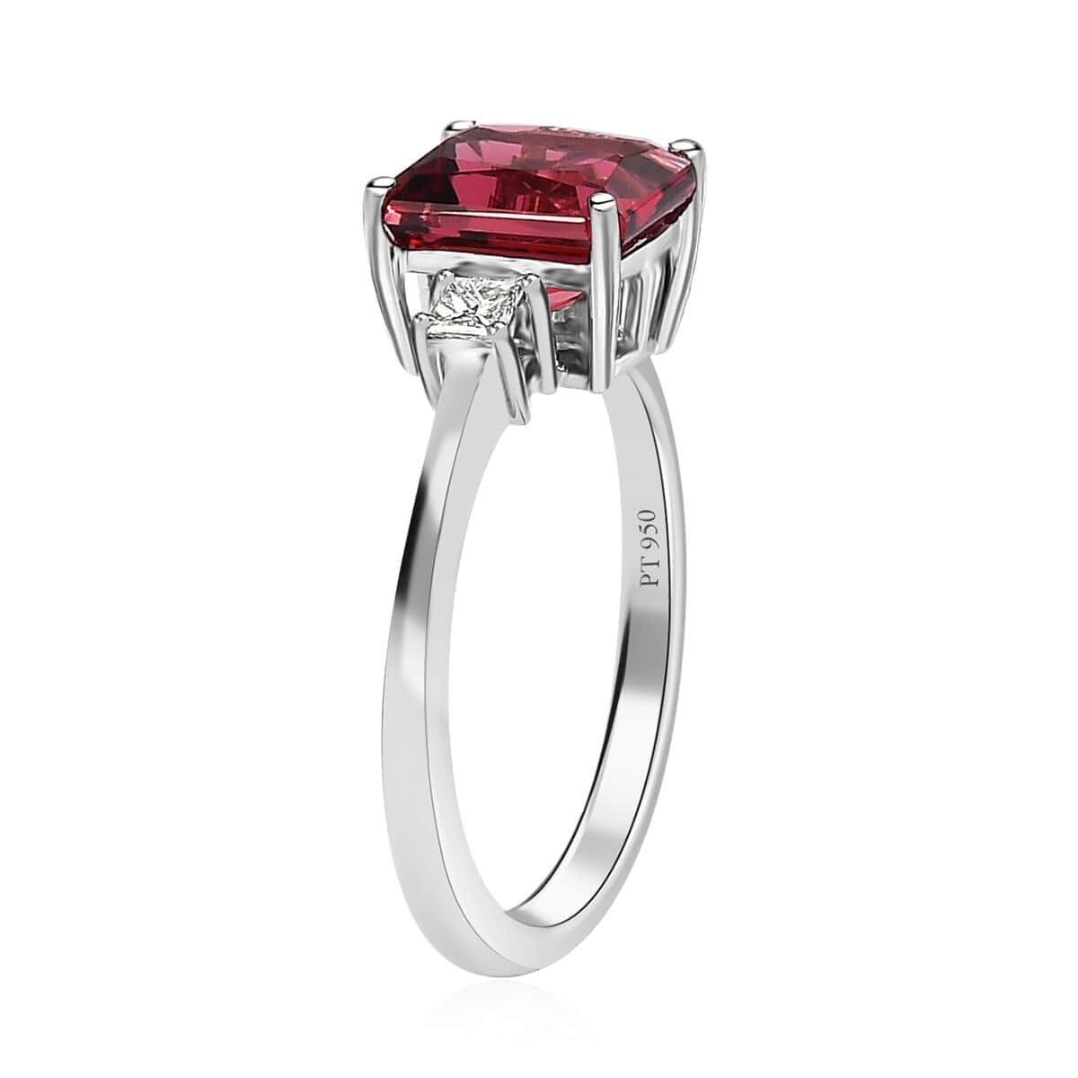 Rhapsody 950 Platinum AAAA Ouro Fino Rubellite and E-F VS White Diamond Ring (Size 7.0) 2.25 ctw image number 3