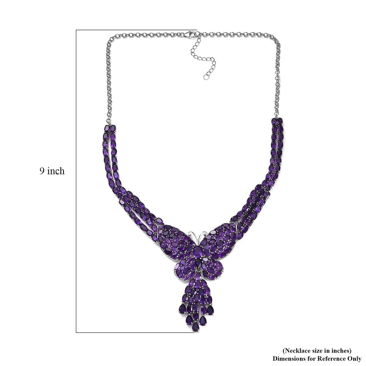 African Amethyst Butterfly Necklace 18 Inches in Platinum Over Sterling Silver 72.85 ctw image number 5