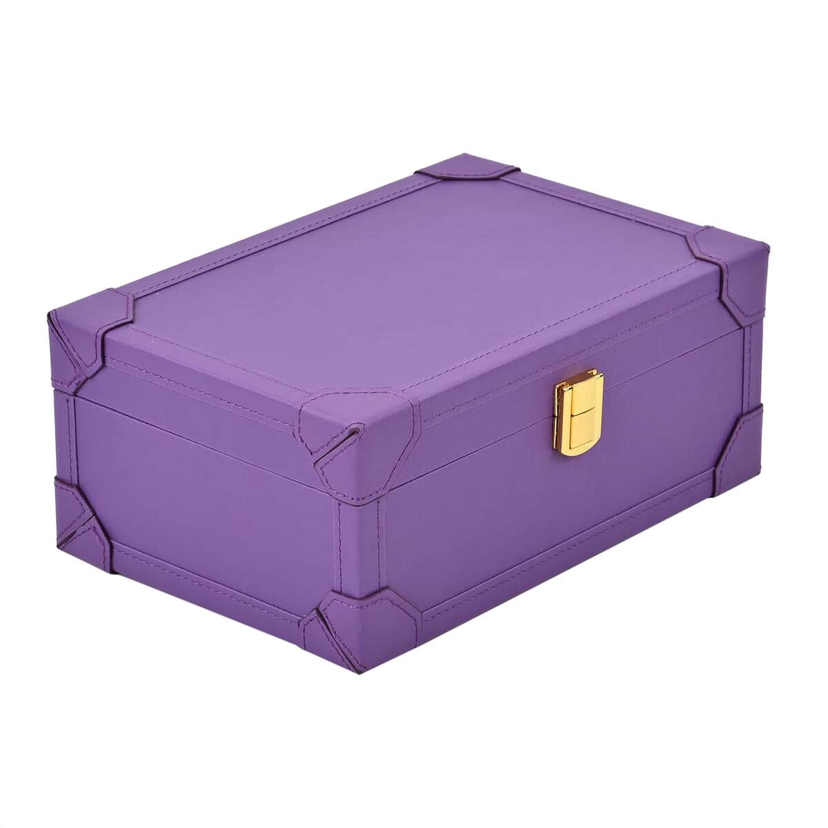 Purple Faux Leather USB Rechargeable Jewelry Box with LED Touch Mirror (9.60"x6.50"x3.93") image number 2