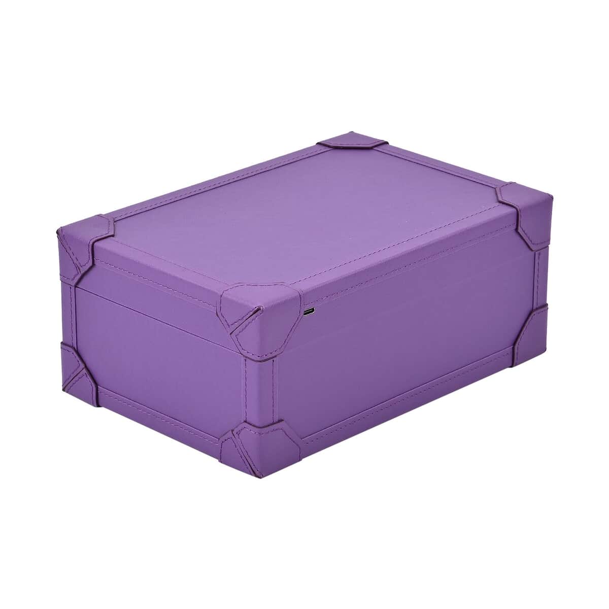 Purple Faux Leather USB Rechargeable Jewelry Box with LED Touch Mirror (9.60"x6.50"x3.93") image number 3