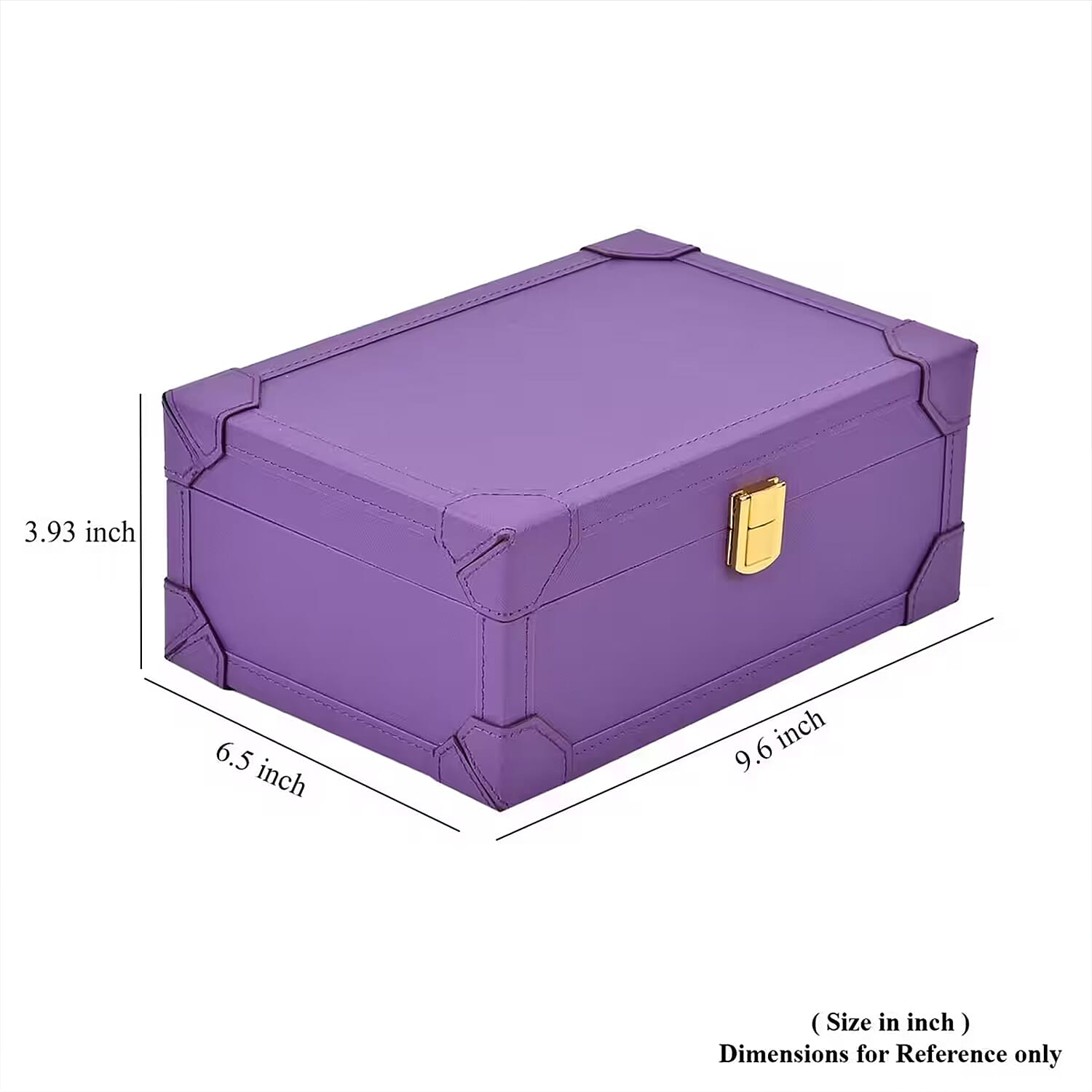 Purple Faux Leather USB Rechargeable Jewelry Box with LED Touch Mirror