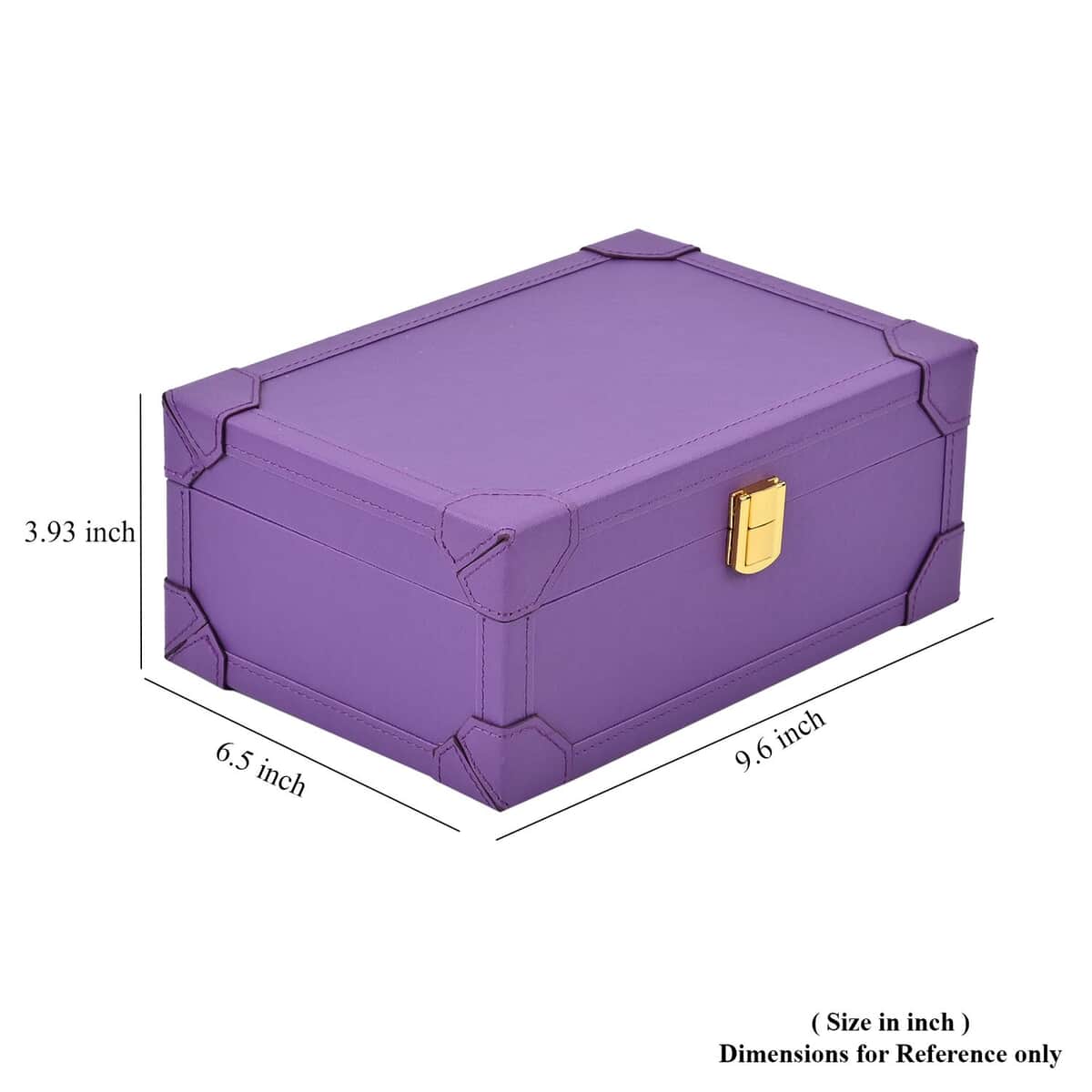Purple Faux Leather USB Rechargeable Jewelry Box with LED Touch Mirror (9.60"x6.50"x3.93") image number 8