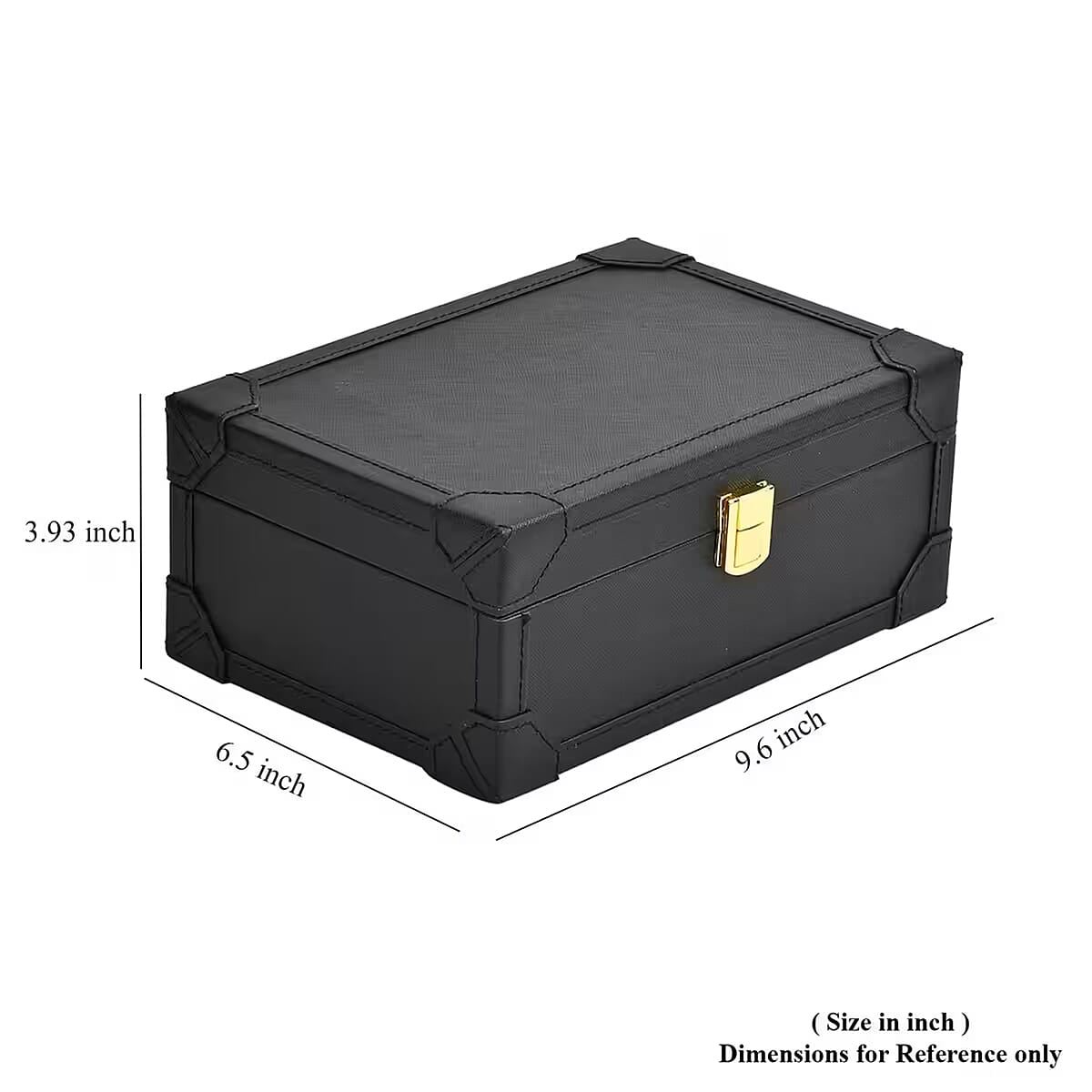 Black Faux Leather USB Rechargeable Jewelry Box with LED Touch Mirror image number 5