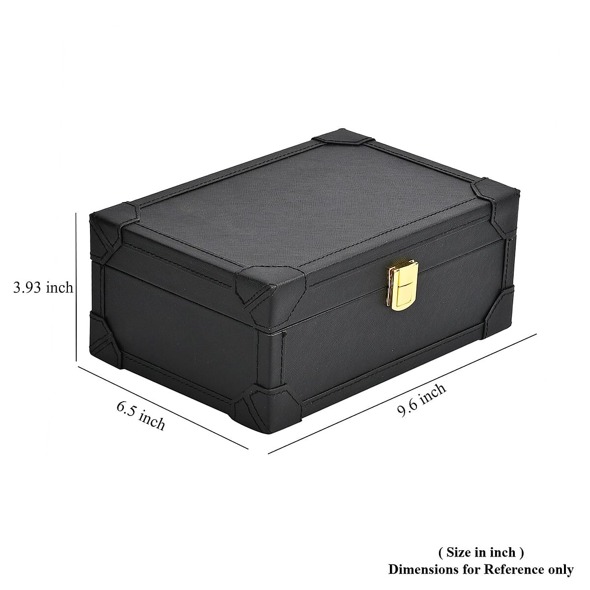 Black Faux Leather USB Rechargeable Jewelry Box with LED Touch Mirror image number 8