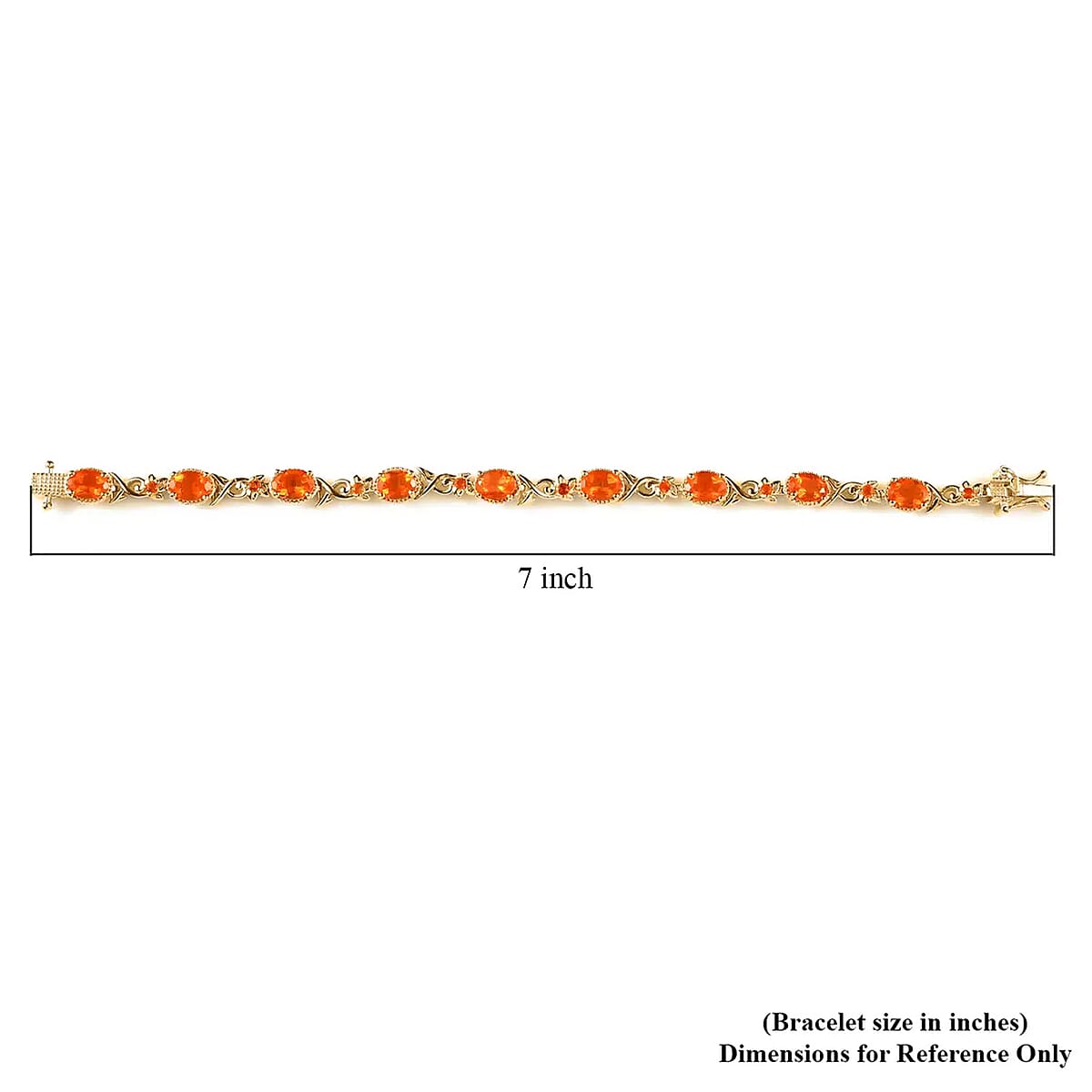 Mexican Fire Opal Bracelet in Vermeil Yellow Gold Over Sterling Silver (6.50 In) 5.25 ctw image number 6