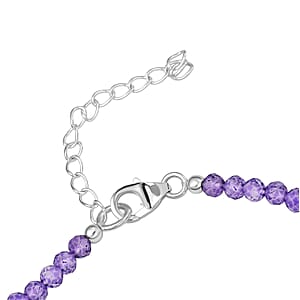 D'Joy African Amethyst Beaded Bracelet in Sterling Silver (6.50-8.00In) 10.90 ctw