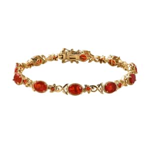 Mexican Fire Opal Bracelet in Vermeil Yellow Gold Over Sterling Silver (7.25 In) 5.90 ctw