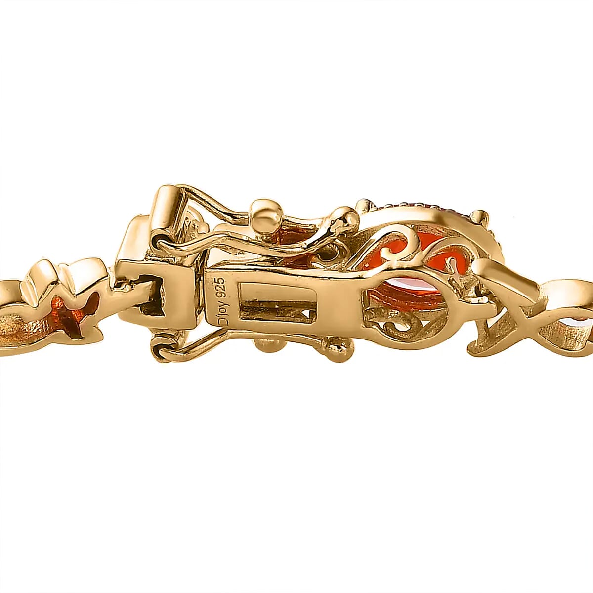 Mexican Fire Opal Bracelet in Vermeil Yellow Gold Over Sterling Silver (8.00 In) 6.40 ctw image number 8