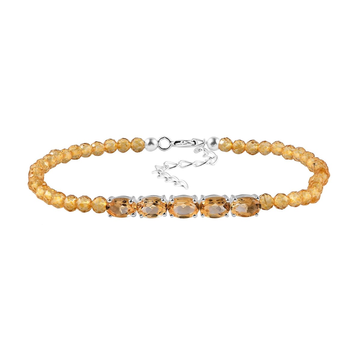 Brazilian Citrine Beaded Bracelet in Sterling Silver (6.50-8.00In) 10.85 ctw image number 0