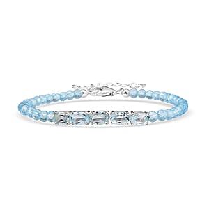D'Joy Sky Blue Topaz 11.40 ctw Beaded Bracelet in Sterling Silver (6.50-8.00In)
