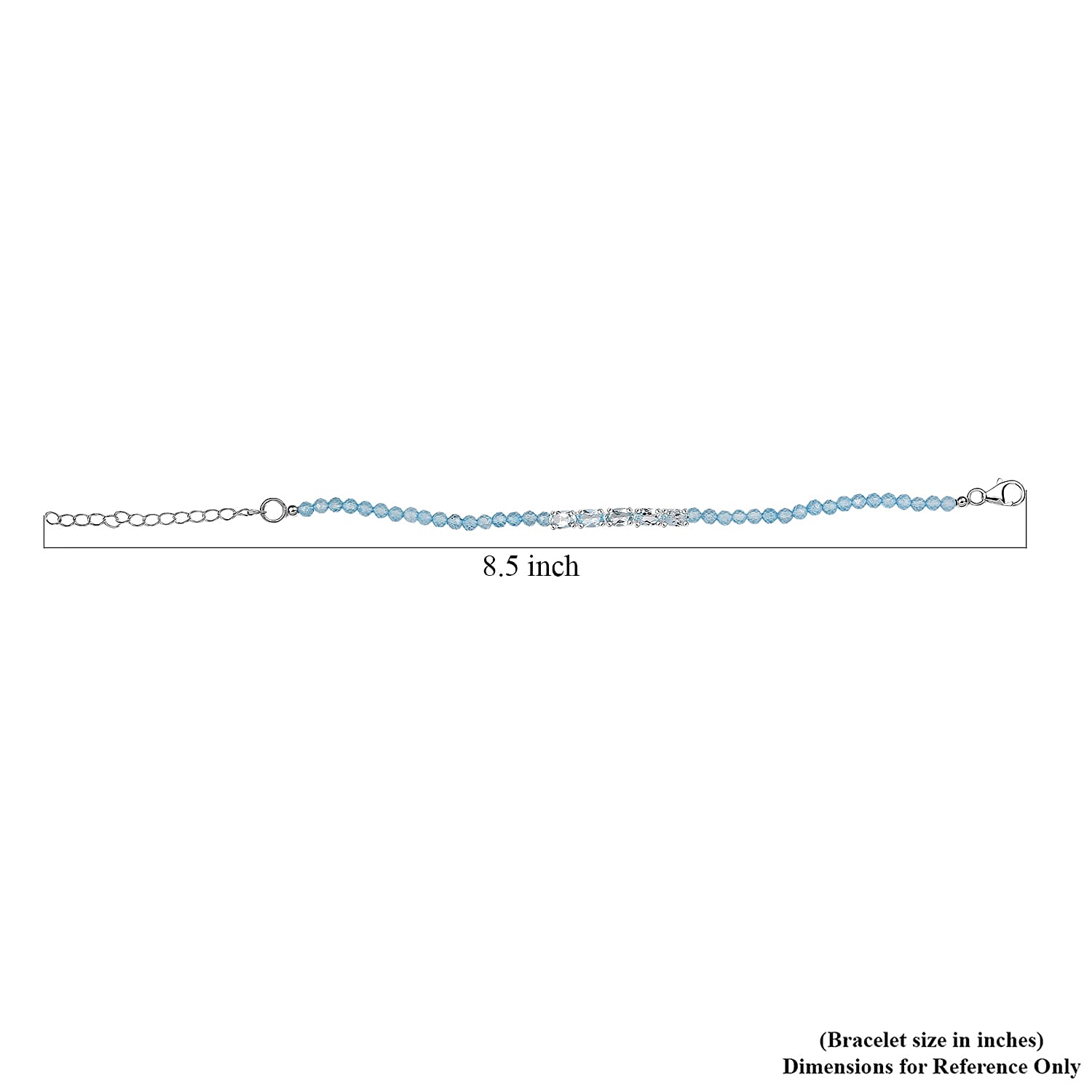D'Joy Sky Blue Topaz 11.40 ctw Beaded Bracelet in Sterling Silver (6.50-8.00In)