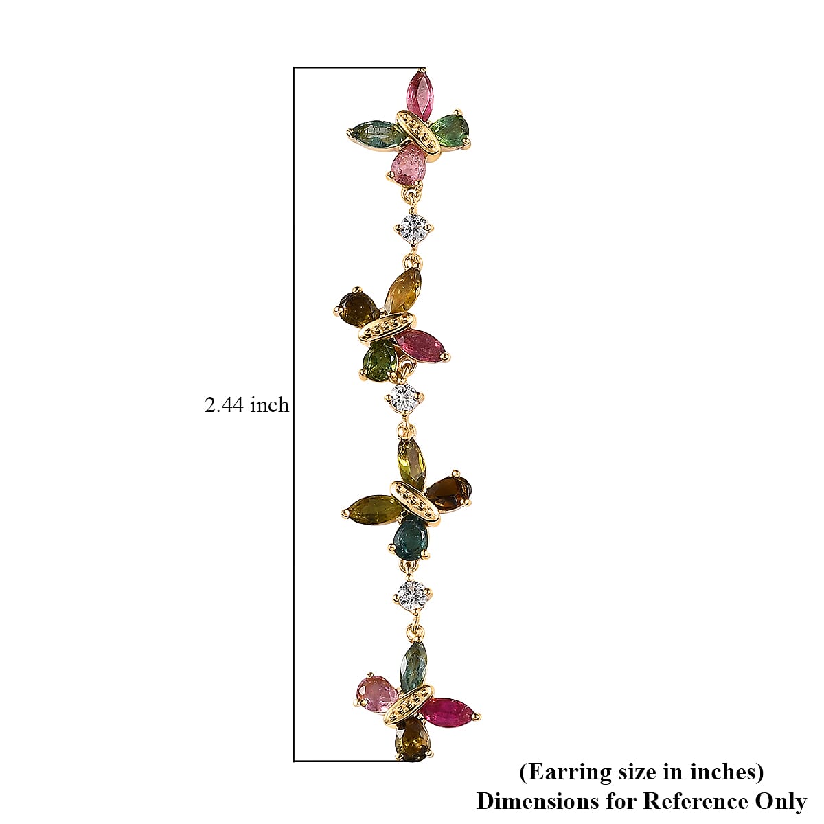 GP Trionfo Collection Premium Multi-Tourmaline and White Zircon Earrings in Vermeil Yellow Gold Over Sterling Silver 5.50 ctw