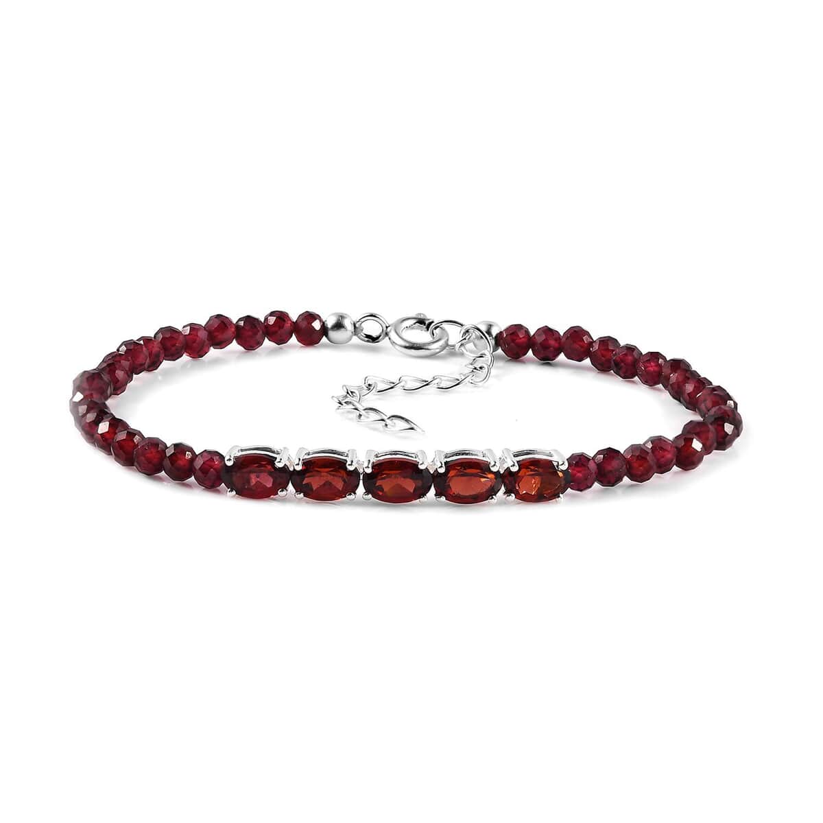 Mozambique Garnet Beaded Bracelet in Sterling Silver (6.50-8.00In) 14.25 ctw image number 0