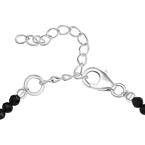 D'Joy Thai Black Spinel 12.90 ctw Beaded Bracelet in Sterling Silver (6.50-8.00In)