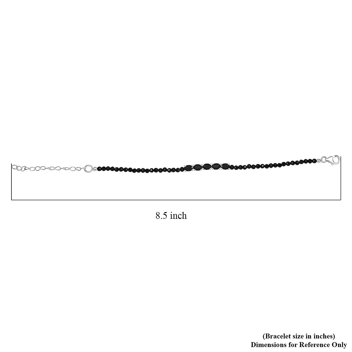 D'Joy Thai Black Spinel 12.90 ctw Beaded Bracelet in Sterling Silver (6.50-8.00In) image number 4