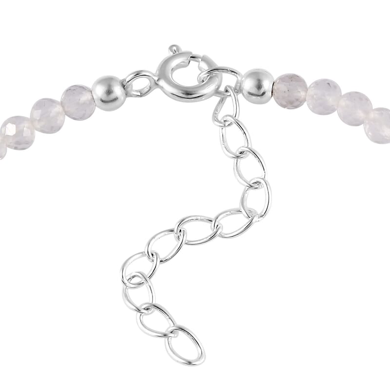 White Topaz Beaded Bracelet in Sterling Silver (6.50-8.0In) 12.60 ctw