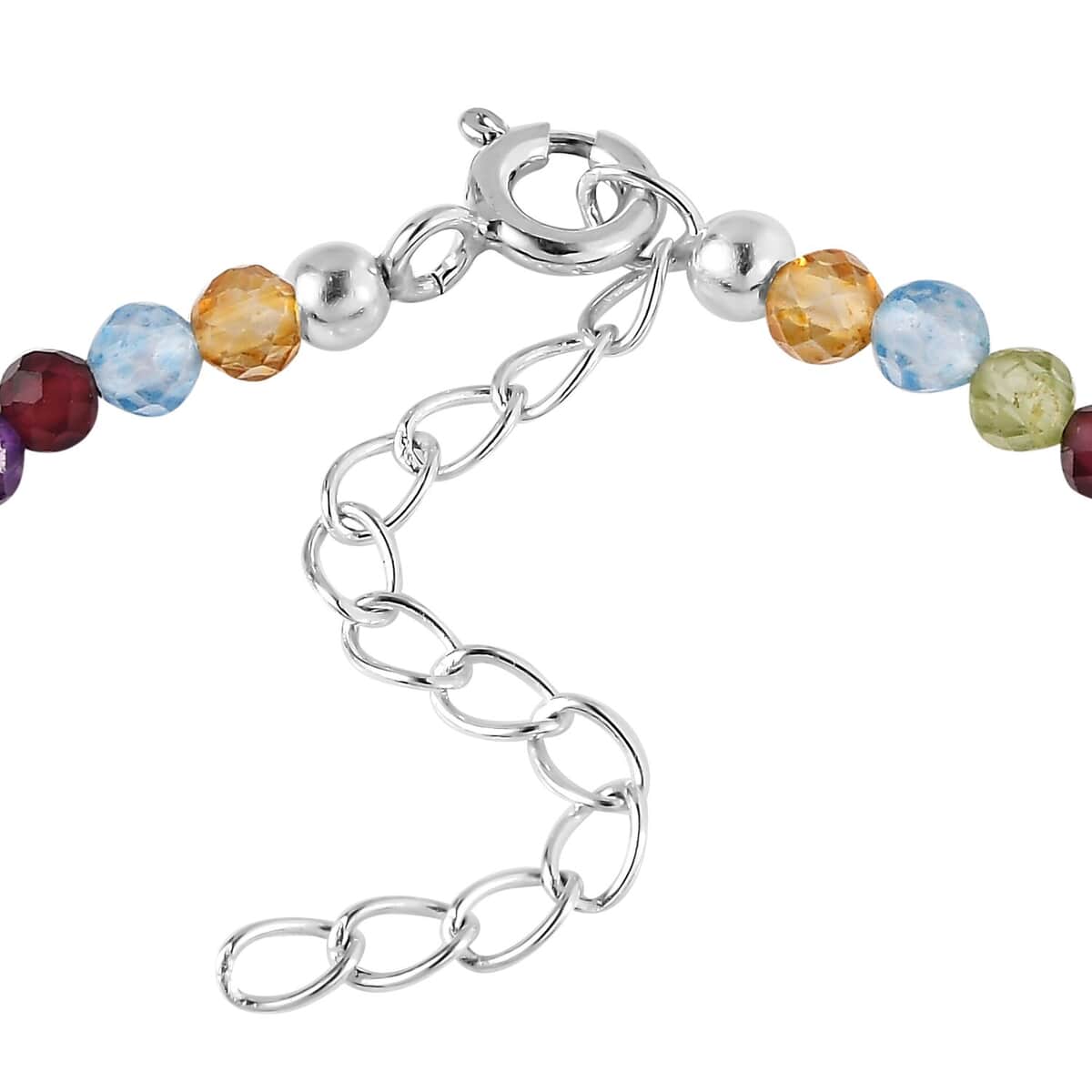 Multi Gemstone Beaded Bracelet in Sterling Silver (6.50-8.00In) 12.35 ctw image number 3