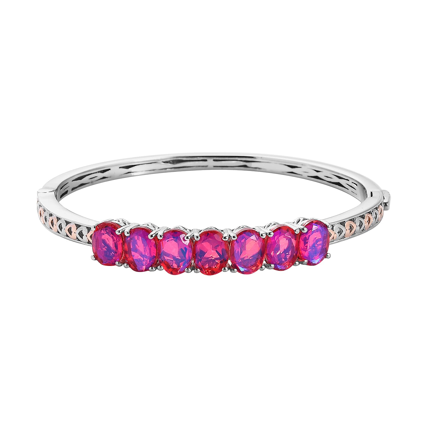 Karis Volcanic Quartz (Triplet) Bangle Bracelet in Platinum Bond and 18K Rose Gold Plated (6.50 In) 10.30 ctw