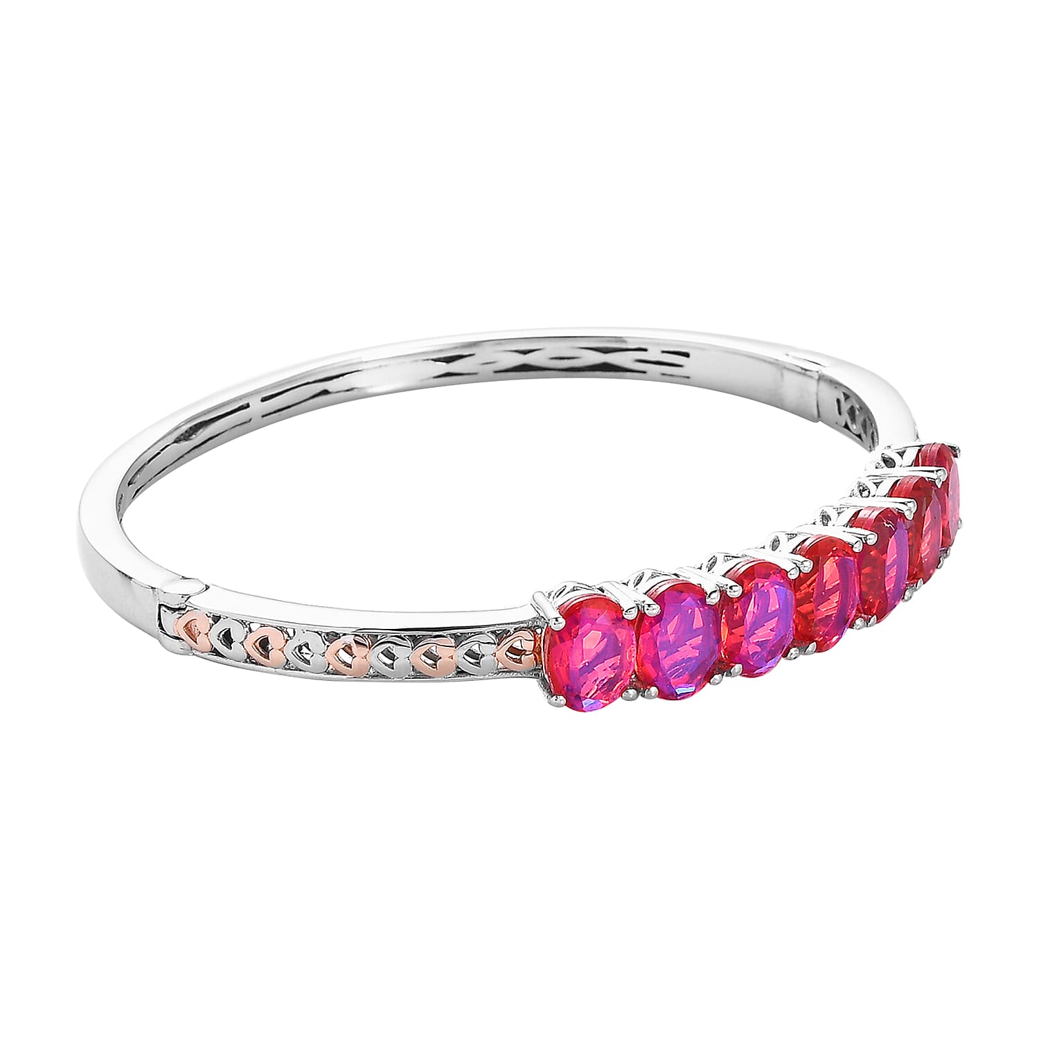 Karis Volcanic Quartz (Triplet) Bangle Bracelet in Platinum Bond and 18K Rose Gold Plated (6.50 In) 10.30 ctw