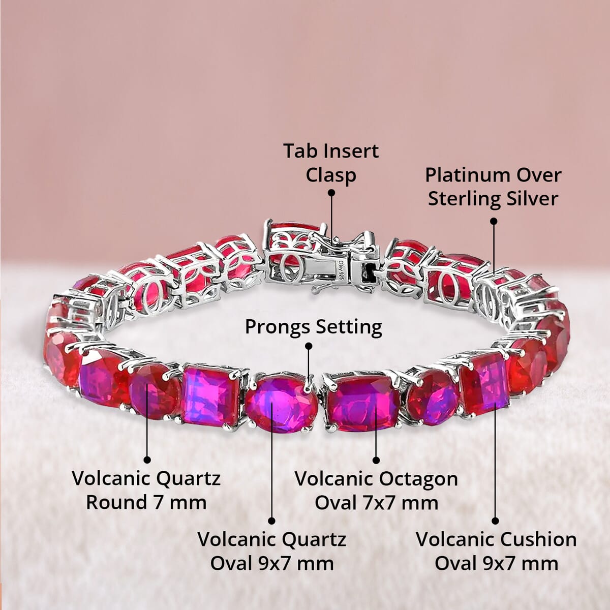 Volcanic Quartz (Triplet) Tennis Bracelet in Platinum Over Sterling Silver (8.00 In) 47.75 ctw image number 4
