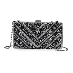 Black Sparkling Clutch Bag with Chain Strap