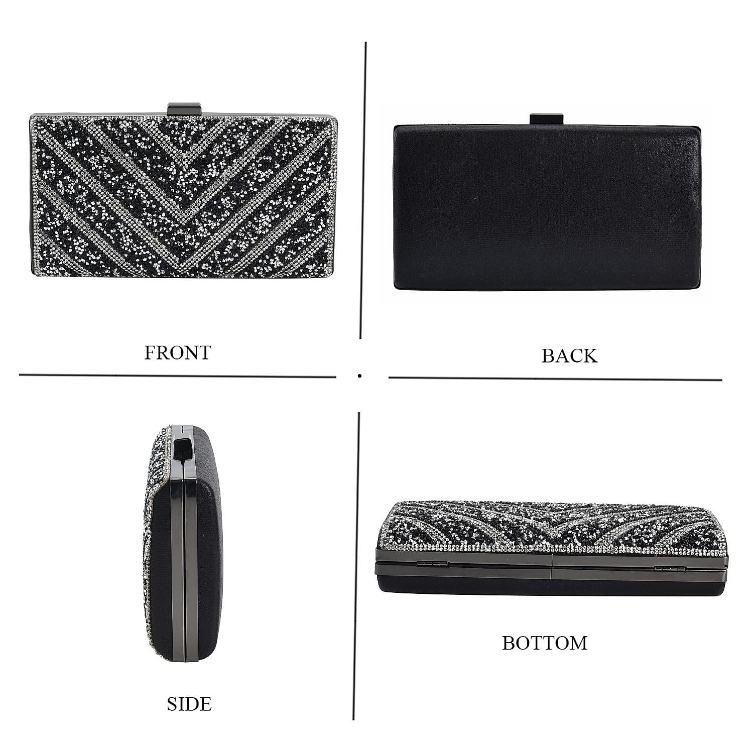Black Sparkling Clutch Bag with Chain Strap