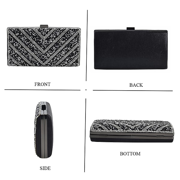 Black Sparkling Clutch Bag with Chain Strap