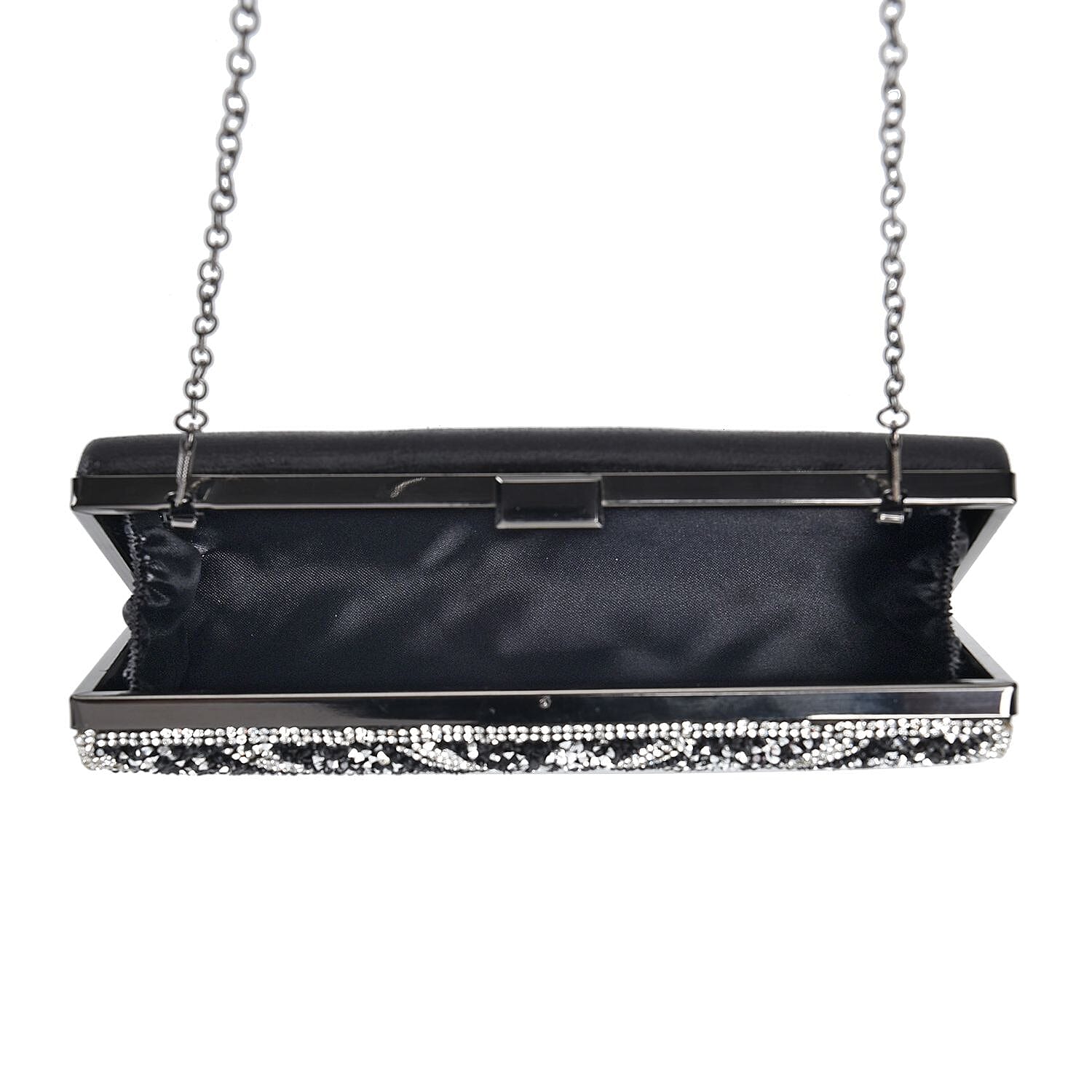 Black Sparkling Clutch Bag with Chain Strap