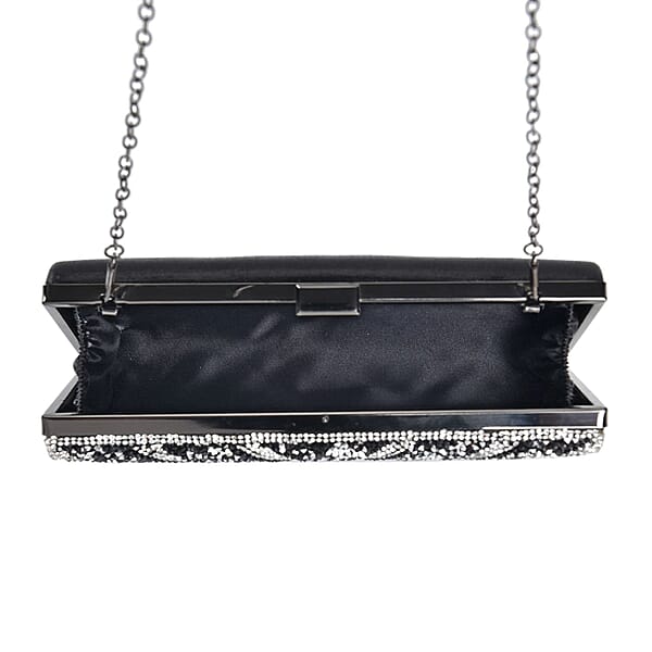 Black Sparkling Clutch Bag with Chain Strap