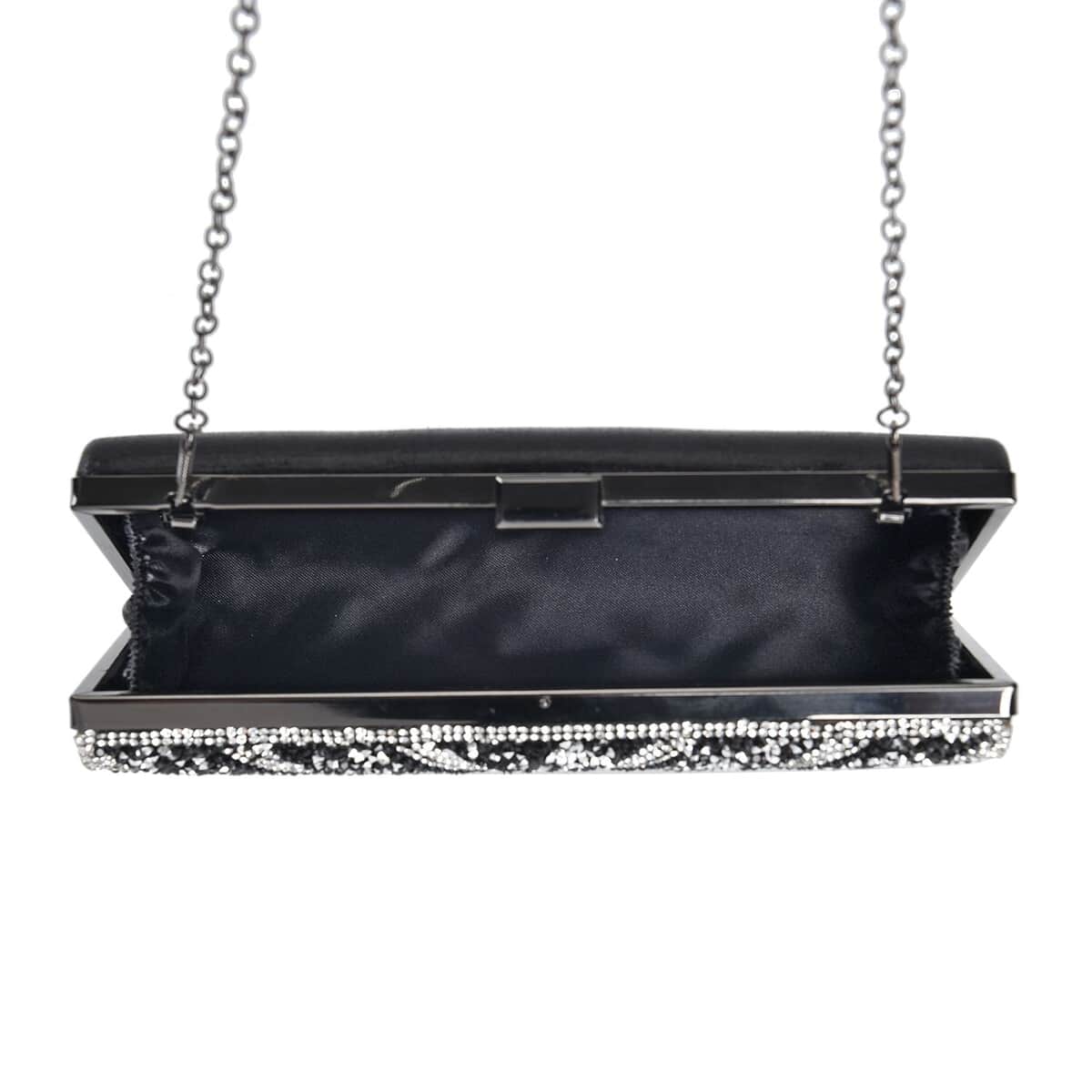 Black Sparkling Clutch Bag with Chain Strap image number 4