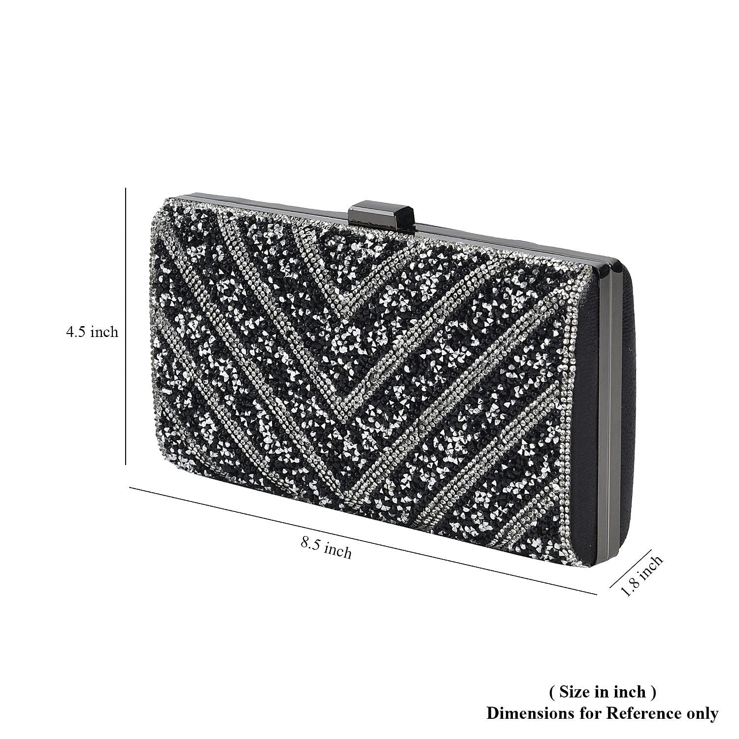 Black Sparkling Clutch Bag with Chain Strap