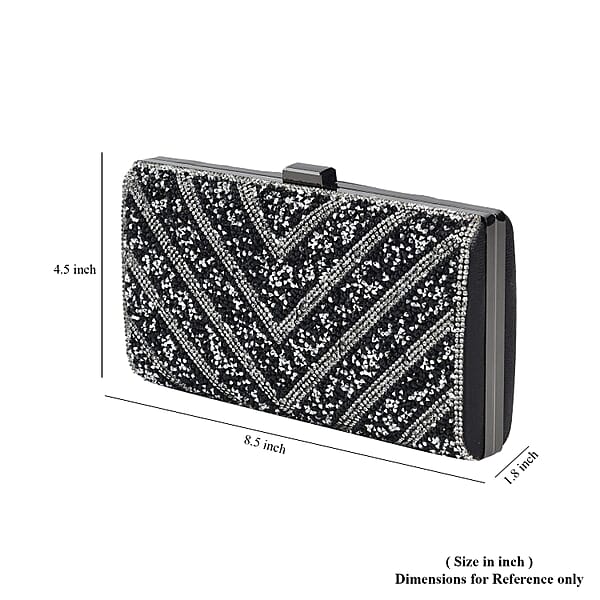 Black Sparkling Clutch Bag with Chain Strap