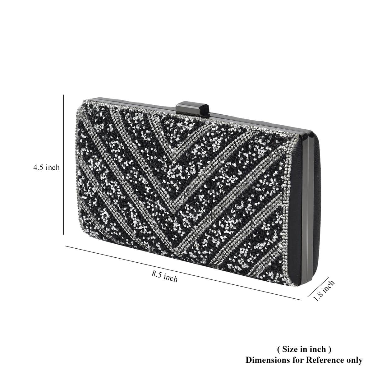 Black Sparkling Clutch Bag with Chain Strap image number 5