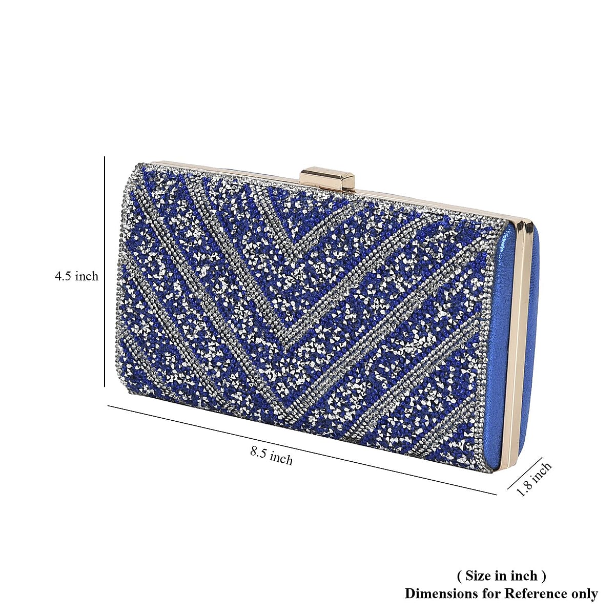 Blue Sparkling Clutch Bag with Chain Strap image number 5