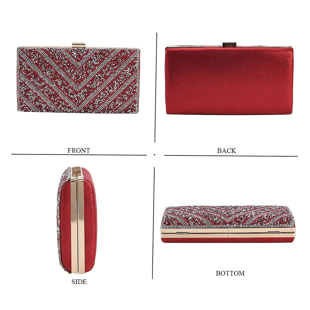 Red Sparkling Clutch Bag with Chain Strap image number 3