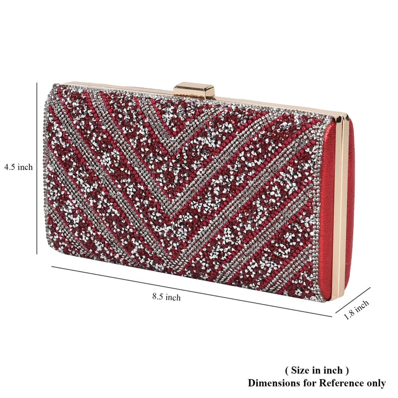Red Sparkling Clutch Bag with Chain Strap