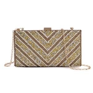Gold Sparkling Clutch Bag with Chain Strap
