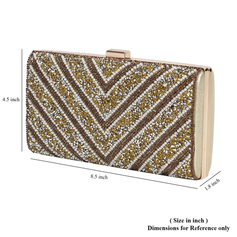 Gold Sparkling Clutch Bag with Chain Strap