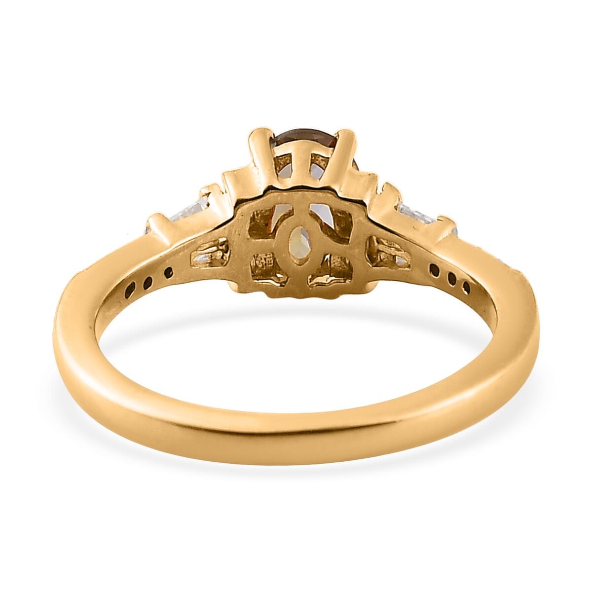 Golden Tanzanite and Moissanite Ring in Vermeil Yellow Gold Over Sterling Silver (Size 9.0) 1.00 ctw image number 4