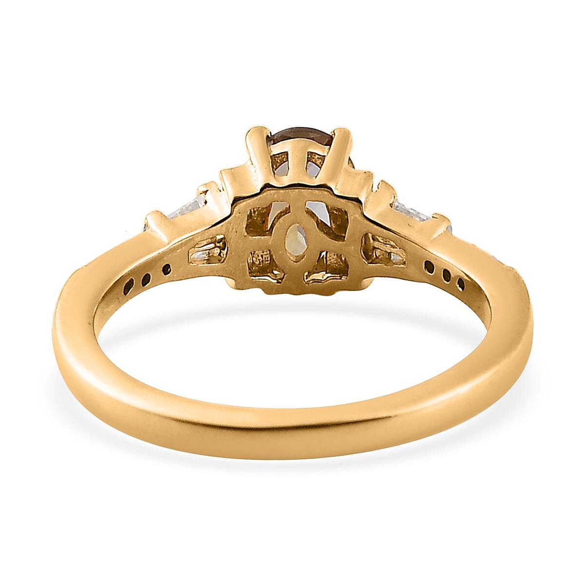 Golden Tanzanite and Moissanite Ring in Vermeil Yellow Gold Over Sterling Silver (Size 5.0) 1.00 ctw image number 4