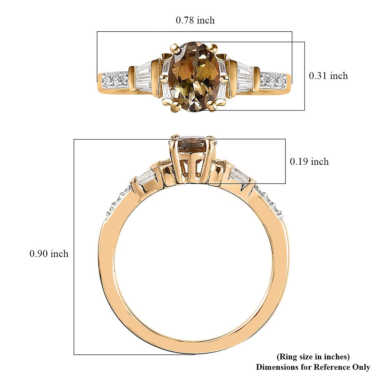 Golden Tanzanite and Moissanite Ring in Vermeil Yellow Gold Over Sterling Silver (Size 5.0) 1.00 ctw image number 5