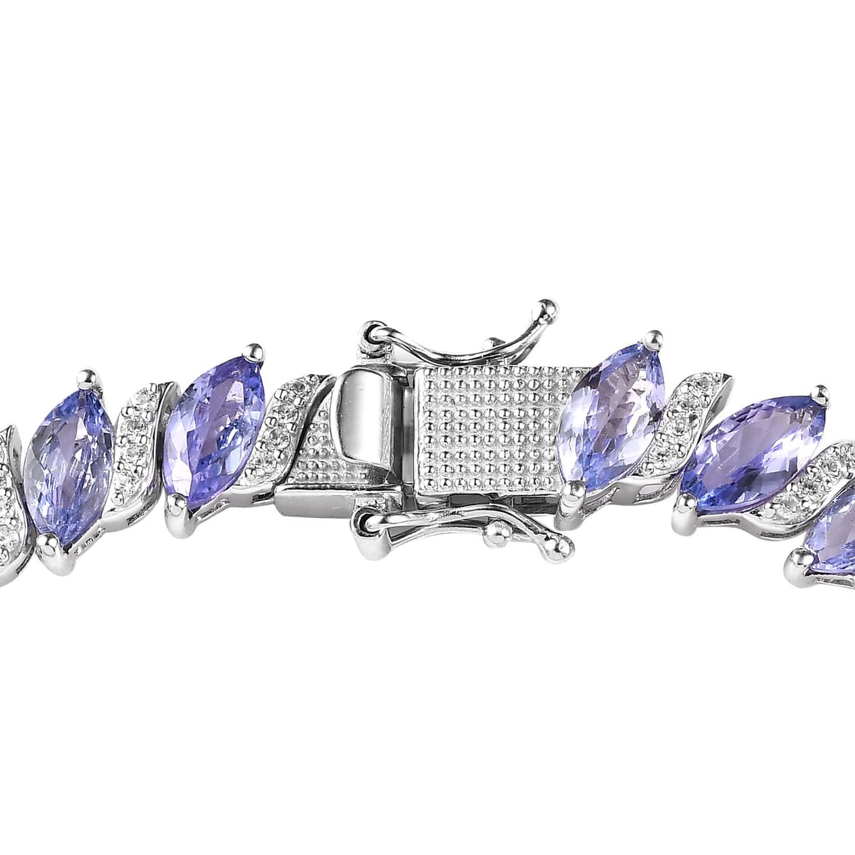 Tanzanite and White Zircon Bracelet in Platinum Over Sterling Silver (7.25 In) 14.50 ctw image number 3