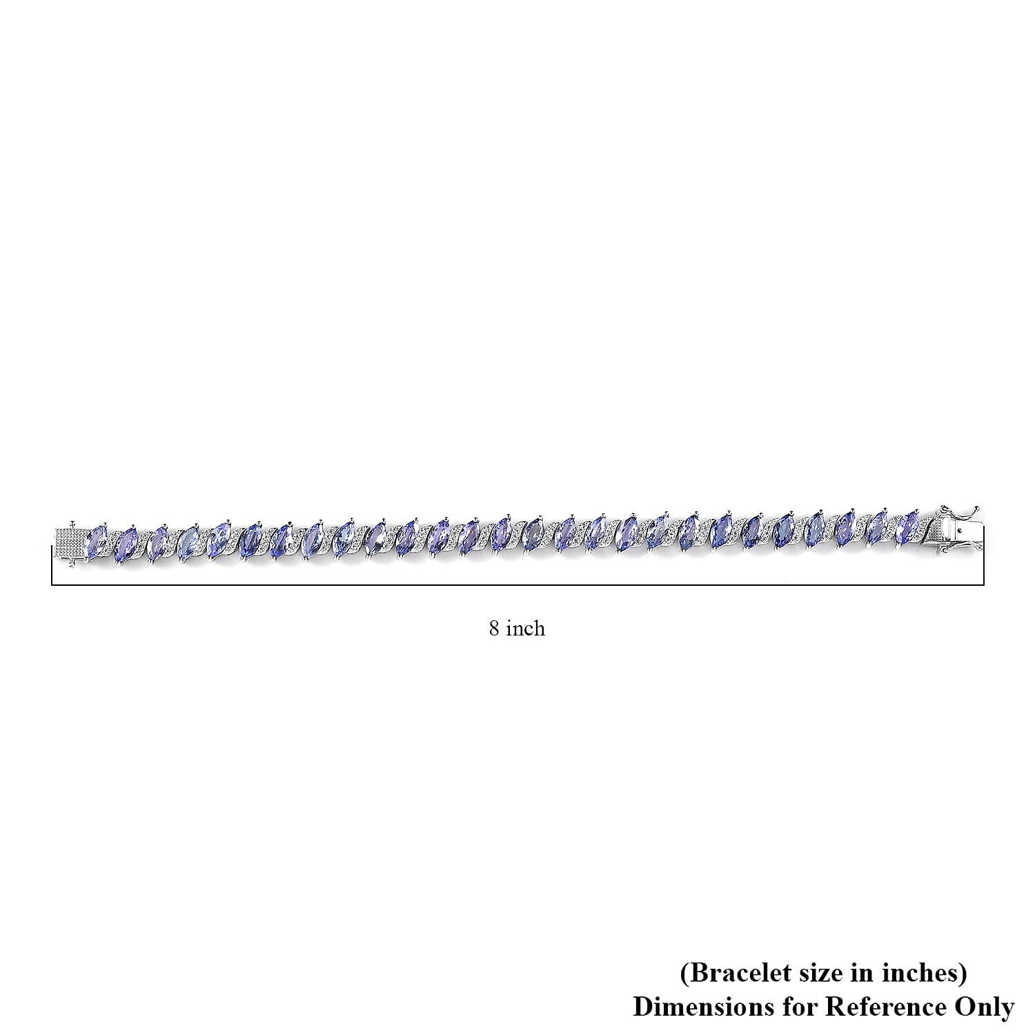 Tanzanite and White Zircon Bracelet in Platinum Over Sterling Silver (7.25 In) 14.50 ctw