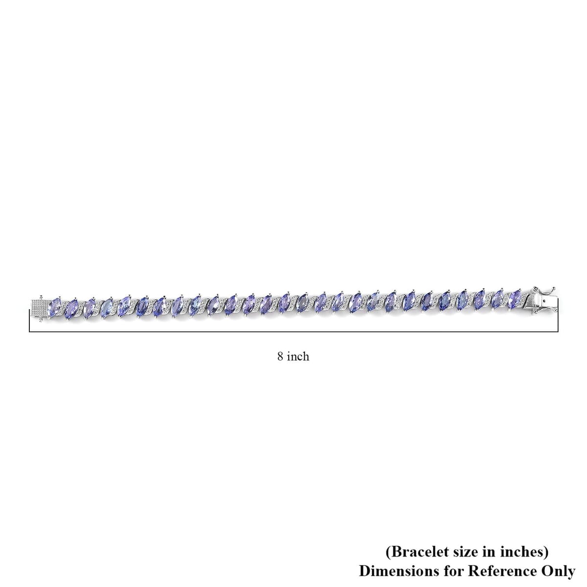 Tanzanite and White Zircon Bracelet in Platinum Over Sterling Silver (7.25 In) 14.50 ctw image number 4