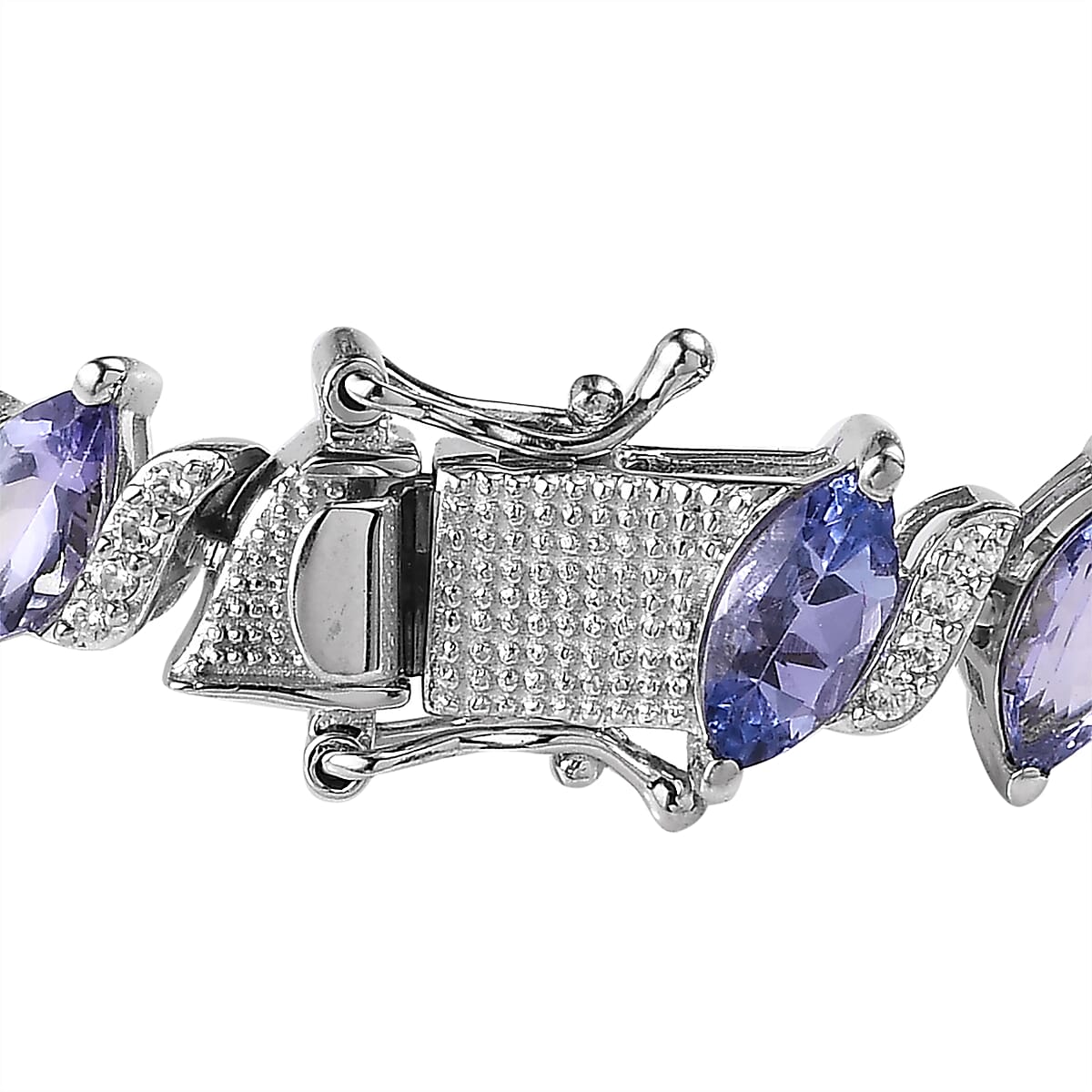 Tanzanite and White Zircon Bracelet in Platinum Over Sterling Silver (6.50 In) 13.00 ctw image number 3