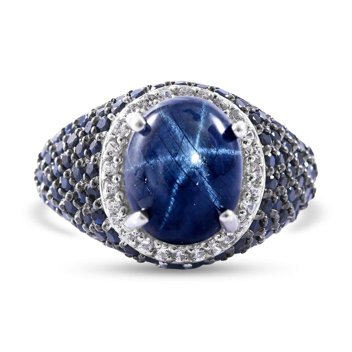 Blue Star Sapphire (DF) and Multi Gemstone Winter Ring in Platinum Over Sterling Silver (Size 10.0) 7.90 ctw image number 0
